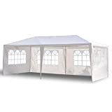 Tonnelle de Jardin Tonnelle Pliante Imperméable Tente de Reception 3X6m avec 4 Parois aux UV Pavillon Blanc Bâche PE Epaisse ...