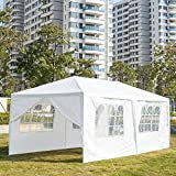 Tonnelle de Jardin Tonnelle Pliante Imperméable Tente de Reception 3X6m avec 6 Parois aux UV Pavillon Blanc Bâche PE Epaisse ...