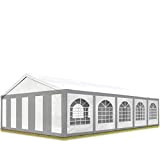 TOOLPORT Tente de réception 5x10 m Toile de Haute qualité env. 240g/m² PE Gris-Blanc Construction en Acier galvanisé avec raccordement ...