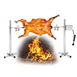 Tourne Broche Mechoui 15W Kit de Rôtissoire Électrique Inoxydable 70kg Réglable en Hauteur Barbecue à Cochon de Lait BBQ avec ...