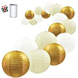 Treer Rond Lanternes de Papier Colorées, 18pcs Décorations Chinoises en Papier Suspendu pour Lanternes à Boule Lampes Fête de Noël ...