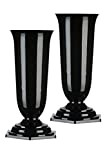 Tymar Lot de 2 vases funéraires avec Socle - Décoration funéraire - en Plastique ( Noir, ø 15,5 cm)