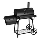 Ultranatura Smoker Barbecue avec foyer pour barbecue direct et indirect, barbecue au charbon de bois avec 2 roues, 2 grandes ...