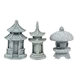 UPKOCH Lot de 3 lanternes japonaises en Pierre,Mini pagode, Statue Asiatique, décoration de Jardin, Sculptures pour décoration Miniature, Micro Paysage, ...