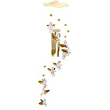 URCheers Ange Amor Carillons à vent – Décoration de jardin d'intérieur et d'extérieur en cristal avec fée d'ange doré argenté ...