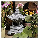 Uziqueif Lanterne d'ornement de Jardin de Lanterne de pagode Japonaise extérieure à LED, Lanterne de pagode Solaire, Lampe de Jardin ...