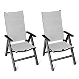 Vanage - Fauteuil de jardin - Lot de 2 - Chaises pliantes avec dossier haut rembourré - Chaise adaptée pour ...