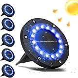 VANPEIN 16 LEDs Lampes Solaires Exterieures Jardin Lot de 6 Spots Solaires Encastrables IP65 Etanche Lampe Solaire au Sol Bleu ...