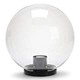 Velamp SPH205 Globe d'extérieur, 200 mm, culot E27, Compatible LED, étanche IP44, pour Jardins, Parcs, copropriétés, terrasses, Transparent