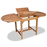 vidaXL Teck Table Extensible à Dîner Jardin Ovale Table d'Extérieur Terrasse