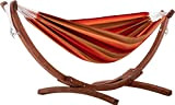 Vivere Double hamac Sunbrella avec Solide Support en pin-Sunset