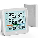 VOCOO thermometre interieur exterieur sans Fil hygromètre numérique LCD de Température l'humidité vec 1 capteurs, Mémoire de Min/Max, ℃/℉,indicateur de ...
