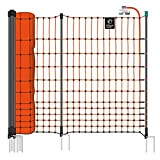 VOSS.farming Filet électrifiable de clôture pour volailles farmNET+, Longueur 50 m, Hauteur 112 cm, 20 piquets, 2 Pointes, Orange