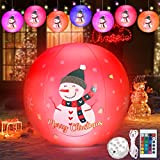 Vzzeport Boules de Noël Gonflables en PVC, 24 Pouces Géante Decoration Noël Exterieure, Ornement de Noël avec Lumières LED et ...