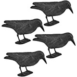 WELLGRO Effaroucheurs d'oiseaux - Corbeau Assis - Plastique, Noir,Lot de 4