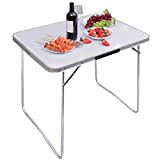 WOLTU CPT8128sg Table de Camping Table Pliante en Aluminium et MDF 80x60x70cm, Table de Jardin Pliante pour Pique-Nique Plage en ...