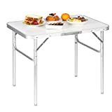 WOLTU CPT8131ws Table de Camping Pliable Table de Jardin Pique-Nique Table de Balcon réglable en Hauteur en Aluminium MDF