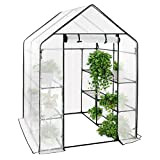 WOLTU GWH00502ws Serre de Jardin PE pour légumes avec Porte, Blanc, 143x143x195cm