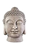 Worldconnection Statue de tête de Bouddha XXL - En pierre - Sculpture de jardin - Hauteur : environ 50 cm