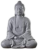 Worldconnection Statuette de décoration de jardin géante en forme de Bouddha assis 80 cm