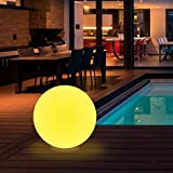 wuuhoo® Boule lumineuse LED"Gloria" – avec 16 couleurs, 8 modes eclairage et télécommande + batterie, Pour intérieur et extérieur, solaire ...
