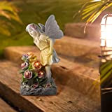 Yalikop Figurine de Jardin Statue de Jardin d'ange Figurine d'ange à Énergie Solaire Statue Décorative Extérieure de Pays des Merveilles ...