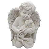 YANGMEI Statue commémorative ange avec chien - 17,8 cm - Pour l'intérieur et l'extérieur - Pour la maison, le jardin, ...