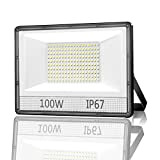 YIQIBRO Projecteur LED Exterieur 100W, 10000LM Spot LED Extérieur, IP67 Imperméable 7000K Blanc Froid Eclairage de Sécurité LED, Luminaire Exterieur ...