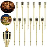 YRHome Lot de 12 torches de jardin en bambou pour extérieur - Torche de jardin naturelle - Torche à huile ...