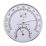 Yushu Thermohygromètre mécanique, thermomètre 0-120 degrés, thermomètre hygromètre de sauna à vapeur en métal pour l'intérieur et l'extérieur, pour bain ...