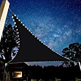 YWQJL Voiles D'ombrage Triangle, Parasols pour Patio Triangle Noir Voile De Soleil Triangle Pare-Soleil, avec Lampes Solaires LED, Kit D'installation ...