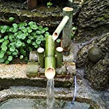 ZCED Kit De Fontaine en Bambou Fontaine De Bambou Solaire Japon Jardin Cascade Fontaine d'eau Extérieure Bec 100% Fait Main,Length25cm