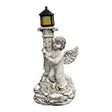 ZCSXK Statues de Jardin à lumière Solaire Angel, Statue d'ange avec lumières solaires et Pilier Roma, Ange Solaire Sculpture Lumière ...