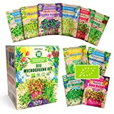 ZenGreens® - Kit de graines à germer bio (10 variétés) de qualité supérieure - brocoli, luzerne, haricots mungo, cresson, roquette, ...