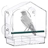 Zeqeey Mangeoires à fenêtre Acrylique Transparent, Bird Feeder Mangeoire à Oiseaux Sauvages avec Porte-graines et 4 Ventouses Puissantes, 21cmX20cmX10cm